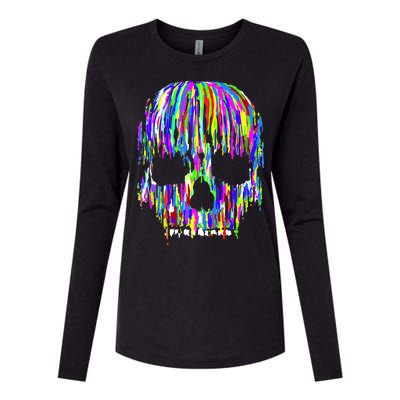 Colorful Skull Head Womens Cotton Relaxed Long Sleeve T-Shirt