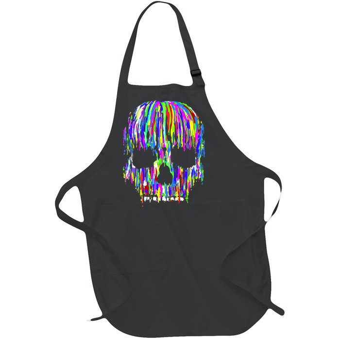 Colorful Skull Head Full-Length Apron With Pockets