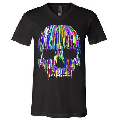 Colorful Skull Head V-Neck T-Shirt