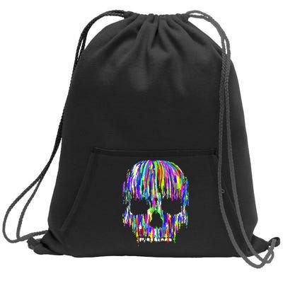 Colorful Skull Head Sweatshirt Cinch Pack Bag