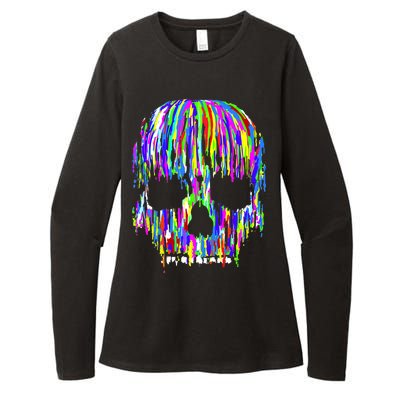 Colorful Skull Head Womens CVC Long Sleeve Shirt