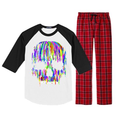 Colorful Skull Head Raglan Sleeve Pajama Set