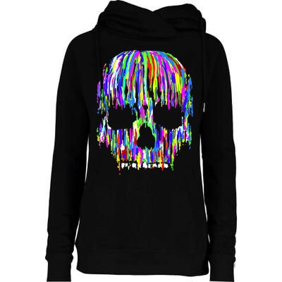 Colorful Skull Head Womens Funnel Neck Pullover Hood