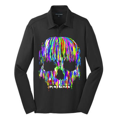 Colorful Skull Head Silk Touch Performance Long Sleeve Polo