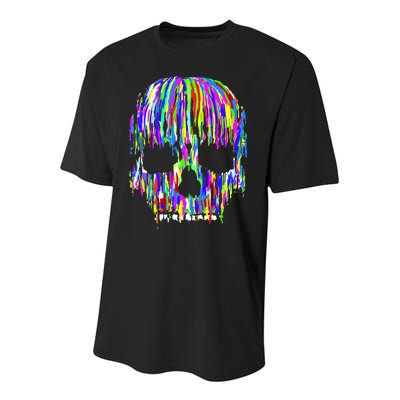 Colorful Skull Head Youth Performance Sprint T-Shirt