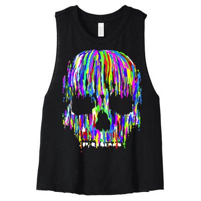 Colorful Skull Head Women's Racerback Cropped Tank