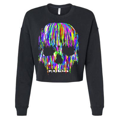 Colorful Skull Head Cropped Pullover Crew