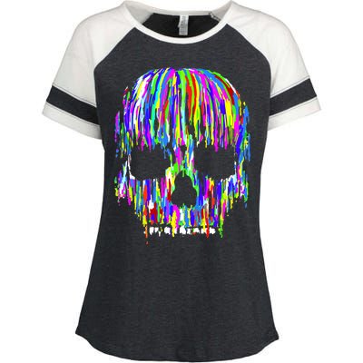 Colorful Skull Head Enza Ladies Jersey Colorblock Tee