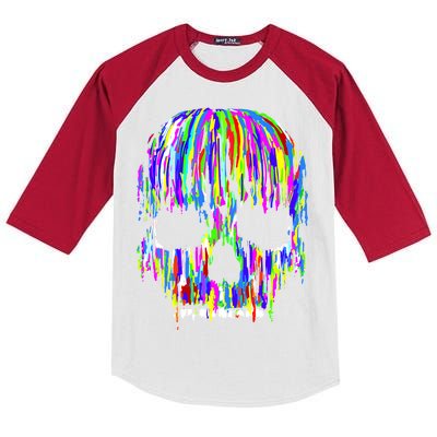 Colorful Skull Head Kids Colorblock Raglan Jersey