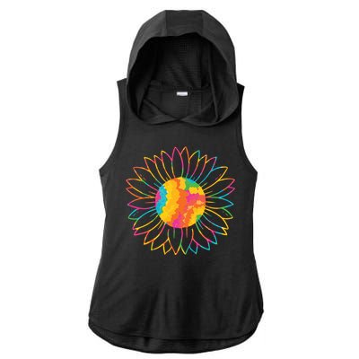 Colorful Sunflower Ladies PosiCharge Tri-Blend Wicking Draft Hoodie Tank