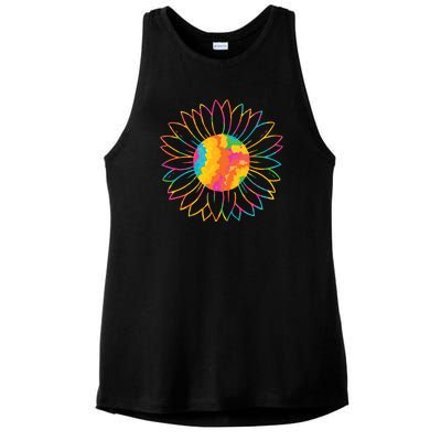 Colorful Sunflower Ladies PosiCharge Tri-Blend Wicking Tank