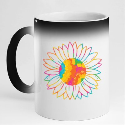 Colorful Sunflower 11oz Black Color Changing Mug