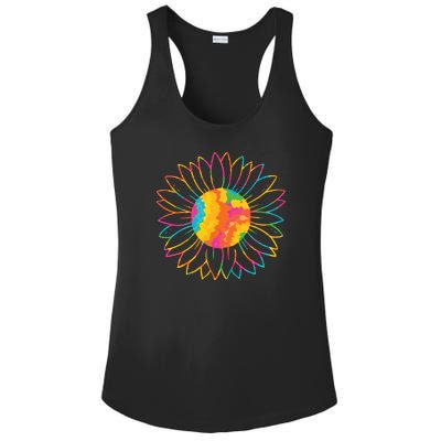 Colorful Sunflower Ladies PosiCharge Competitor Racerback Tank