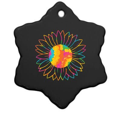 Colorful Sunflower Ceramic Star Ornament