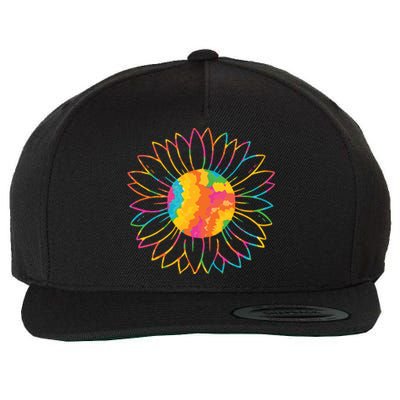 Colorful Sunflower Wool Snapback Cap