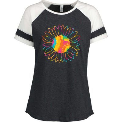 Colorful Sunflower Enza Ladies Jersey Colorblock Tee