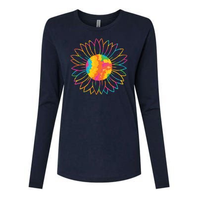 Colorful Sunflower Womens Cotton Relaxed Long Sleeve T-Shirt