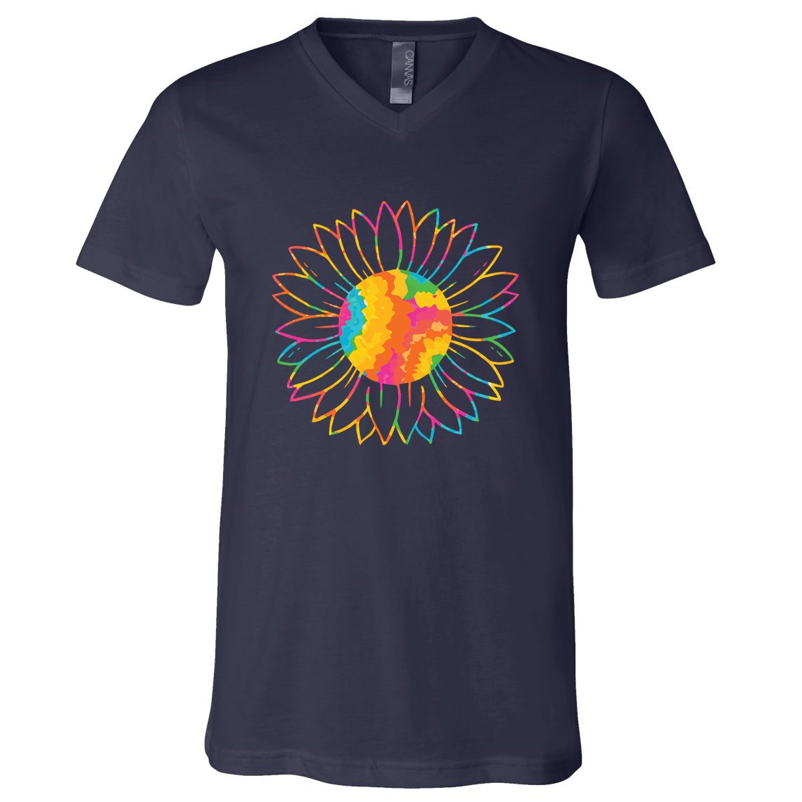Colorful Sunflower V-Neck T-Shirt