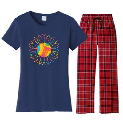 Colorful Sunflower Women's Flannel Pajama Set