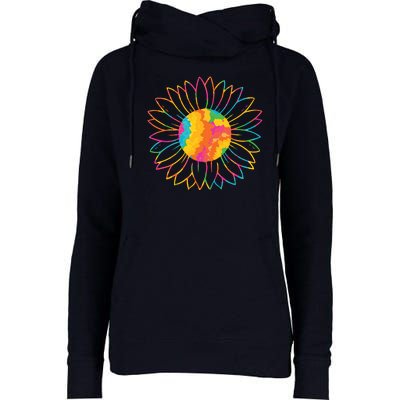 Colorful Sunflower Womens Funnel Neck Pullover Hood