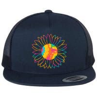 Colorful Sunflower Flat Bill Trucker Hat