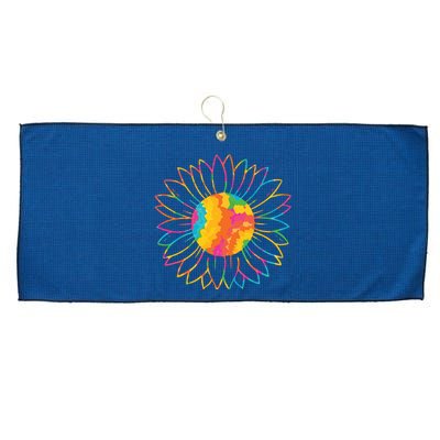 Colorful Sunflower Large Microfiber Waffle Golf Towel