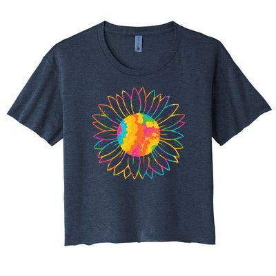 Colorful Sunflower Women's Crop Top Tee