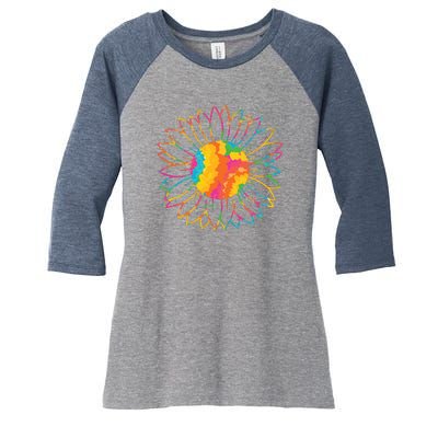 Colorful Sunflower Women's Tri-Blend 3/4-Sleeve Raglan Shirt