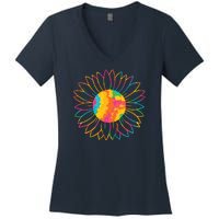 Colorful Sunflower Women's V-Neck T-Shirt