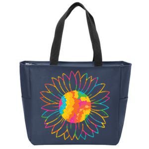 Colorful Sunflower Zip Tote Bag