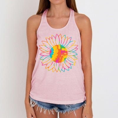 Colorful Sunflower Women's Knotted Racerback Tank