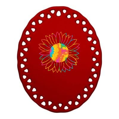 Colorful Sunflower Ceramic Oval Ornament