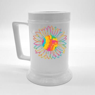 Colorful Sunflower Beer Stein