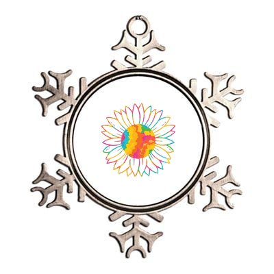 Colorful Sunflower Metallic Star Ornament