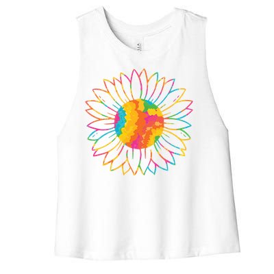 Colorful Sunflower Women's Racerback Cropped Tank