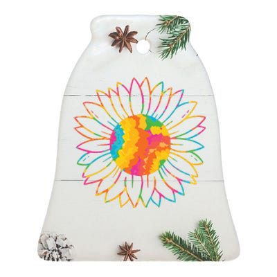 Colorful Sunflower Ceramic Bell Ornament