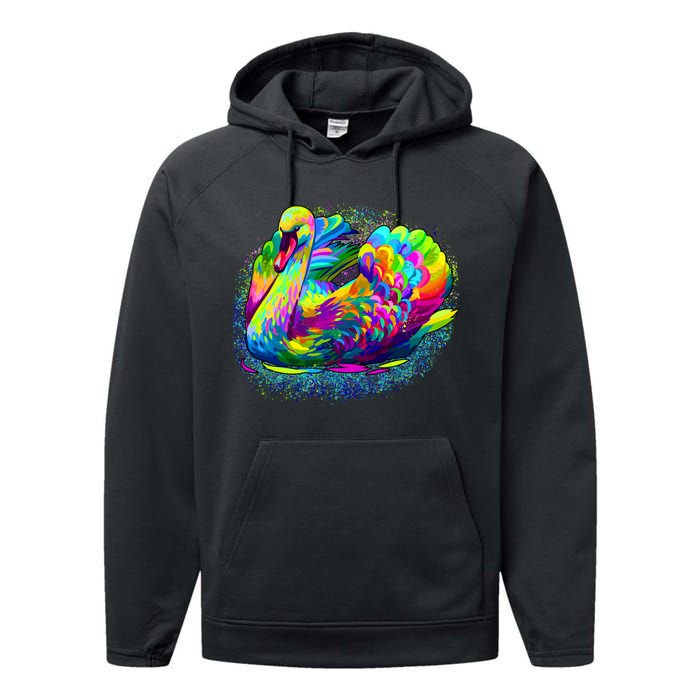 Colorful Swan Performance Fleece Hoodie