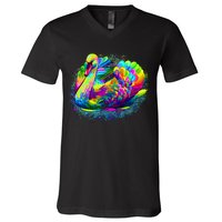 Colorful Swan V-Neck T-Shirt