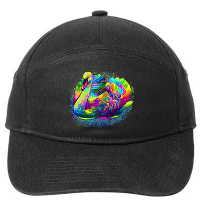 Colorful Swan 7-Panel Snapback Hat