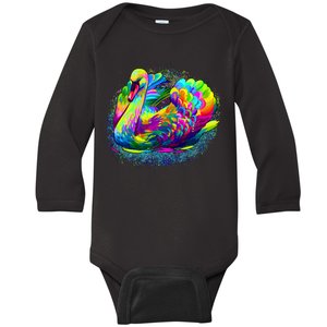 Colorful Swan Baby Long Sleeve Bodysuit