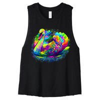 Colorful Swan Women's Racerback Cropped Tank