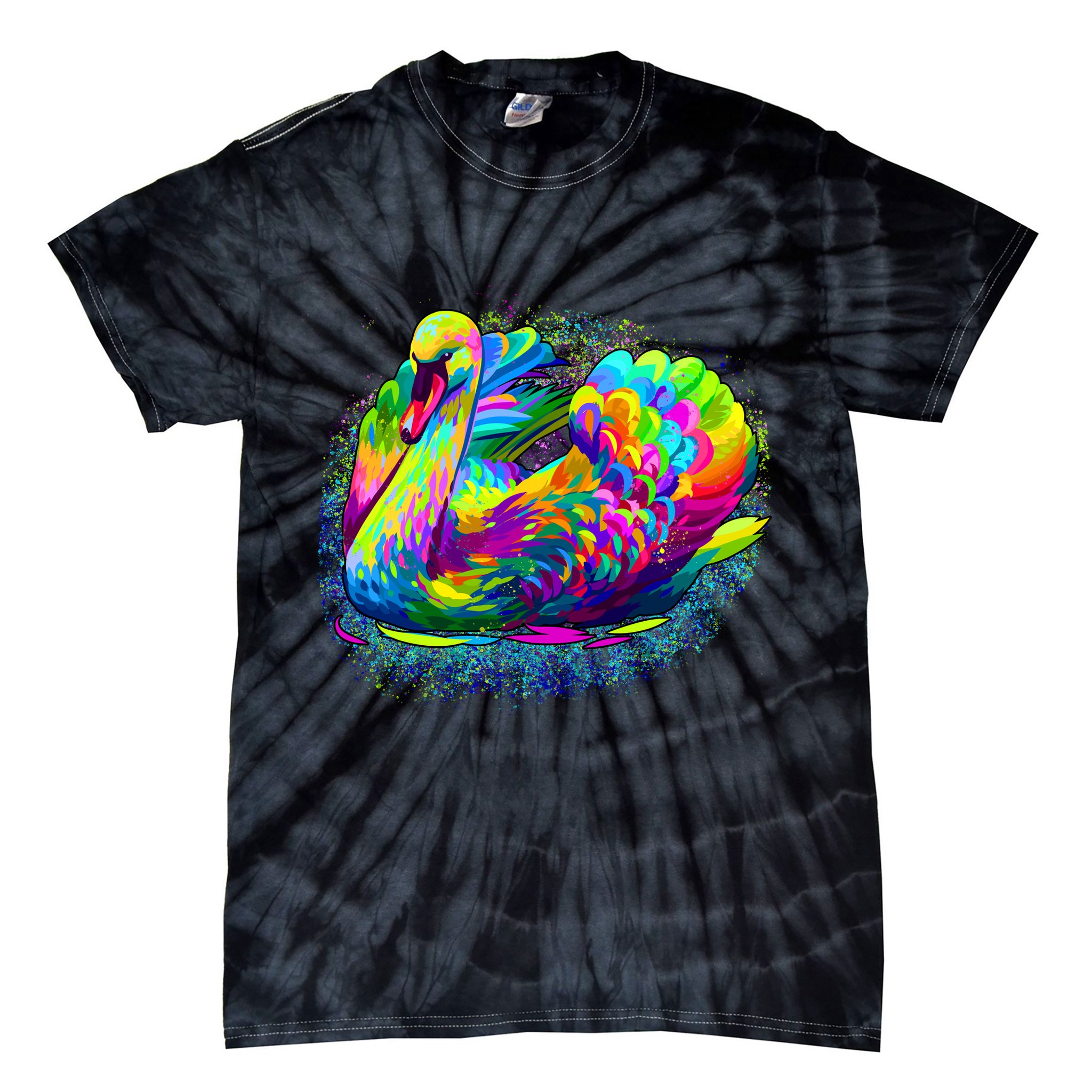Colorful Swan Tie-Dye T-Shirt