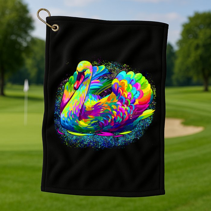 Colorful Swan Golf Towel