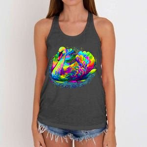 Colorful Swan Women's Knotted Racerback Tank