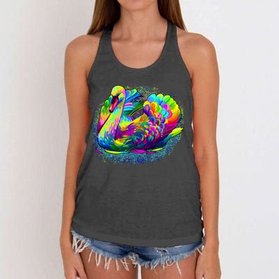 Colorful Swan Women's Knotted Racerback Tank
