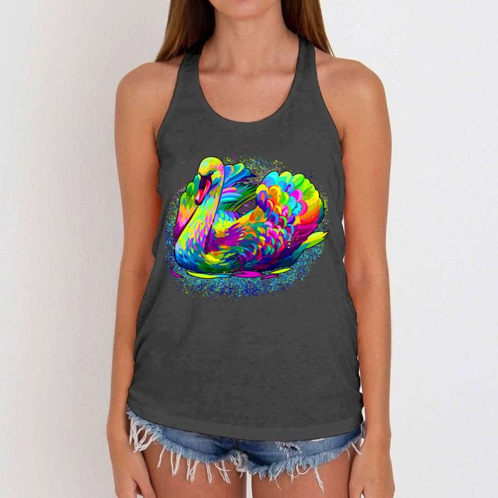 Colorful Swan Women's Knotted Racerback Tank