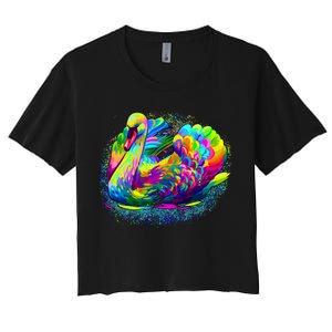 Colorful Swan Women's Crop Top Tee