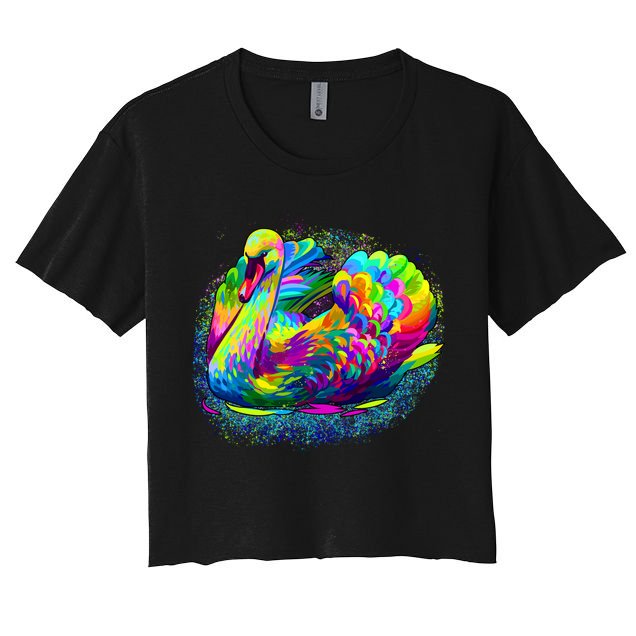 Colorful Swan Women's Crop Top Tee