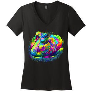 Colorful Swan Women's V-Neck T-Shirt