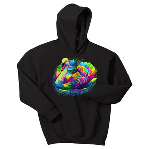 Colorful Swan Kids Hoodie